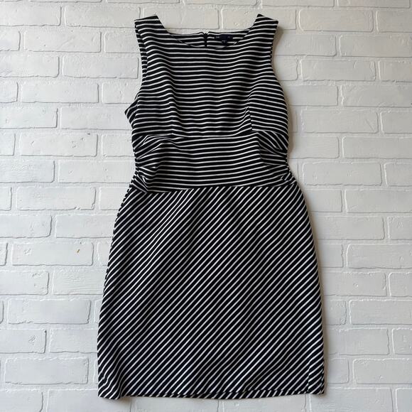 Gap Women's Black and White Striped Stretch Sleeveless Work Dress sz 14 - Picture 1 of 6